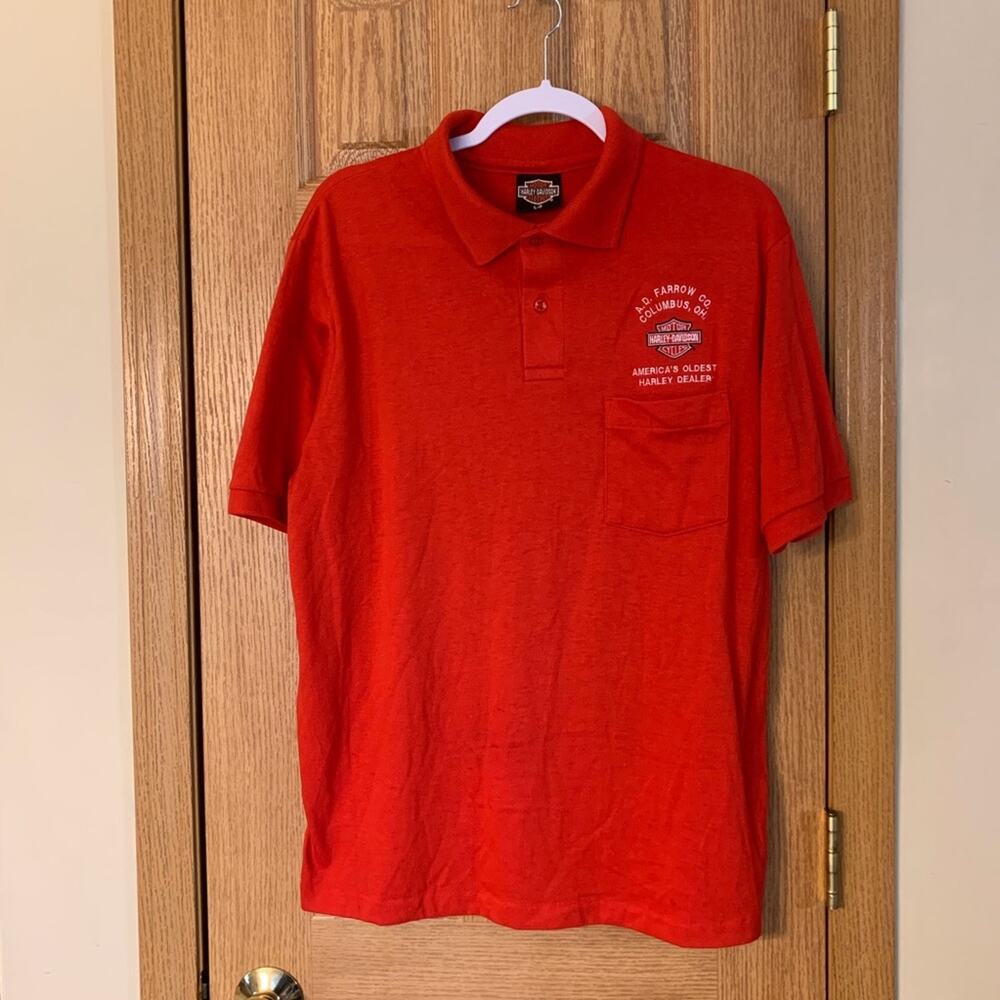 Vintage Harley Davidson Dealer Polo Large Embroidered